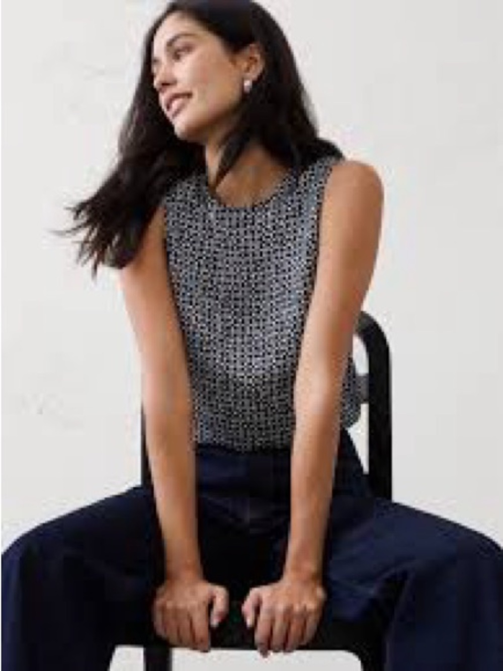 GAP Navy and White Sleeveless Blouse